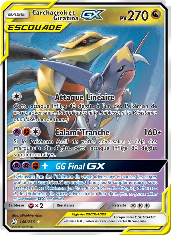 Carchacrok et Giratina GX — carte 146 de l’extension Harmonie des Esprits