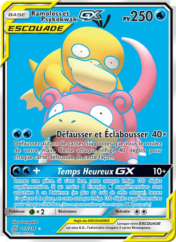 Ramoloss et Psykokwak GX — carte 217 de l’extension Harmonie des Esprits