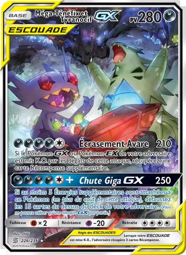 Méga-Ténéfix et Tyranocif GX — carte 226 de l’extension Harmonie des Esprits