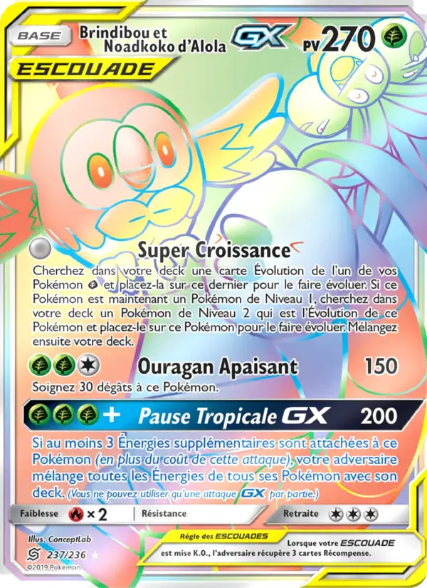 Brindibou et Noadkoko d’Alola GX — carte 237 de l’extension Harmonie des Esprits