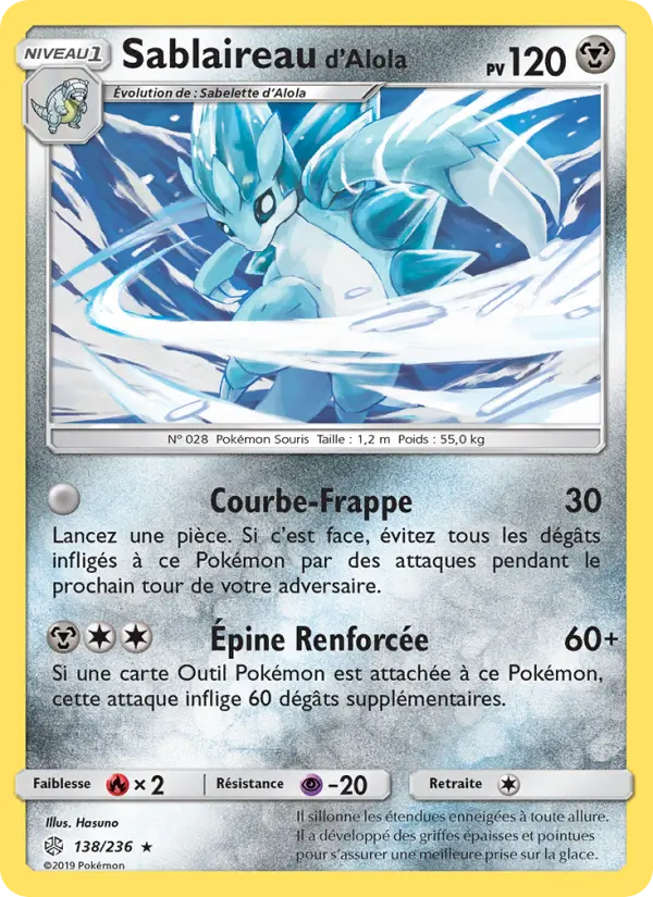 Sablaireau d’Alola — carte 138 de l’extension Éclipse Cosmique