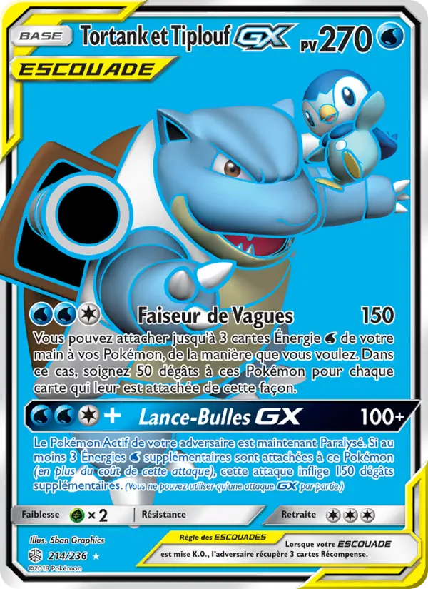Tortank et Tiplouf GX — carte 214 de l’extension Éclipse Cosmique