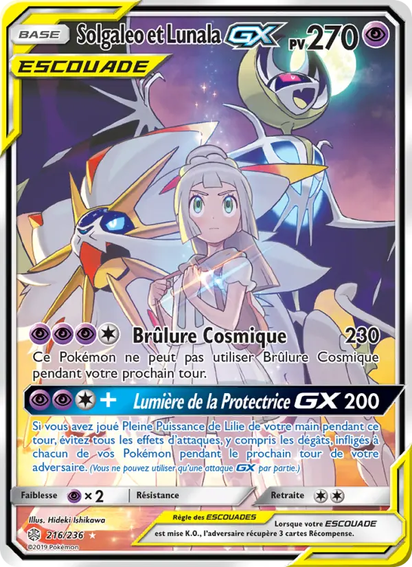 Solgaleo et Lunala GX — carte 216 de l’extension Éclipse Cosmique