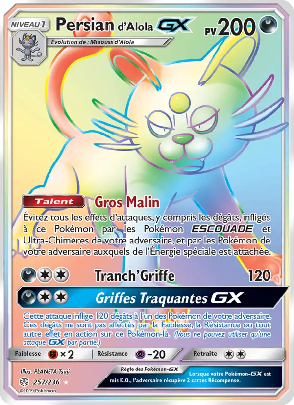 Persian d’Alola GX — carte 257 de l’extension Éclipse Cosmique