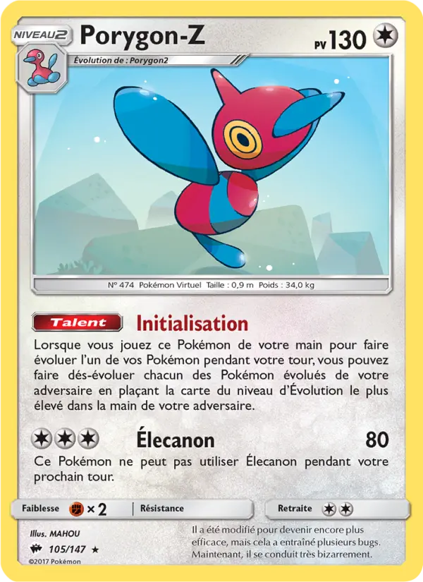 Porygon-Z — carte 105 de l’extension Ombres Ardentes