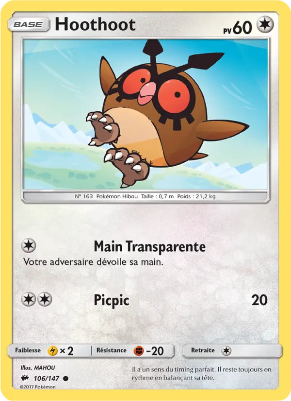Hoothoot — carte 106 de l’extension Ombres Ardentes