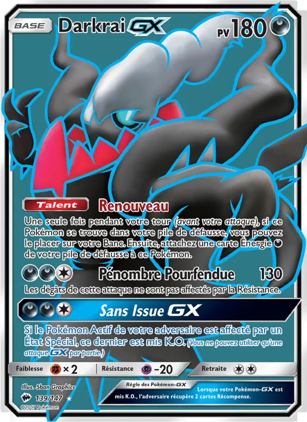 Darkrai GX — carte 139 de l’extension Ombres Ardentes