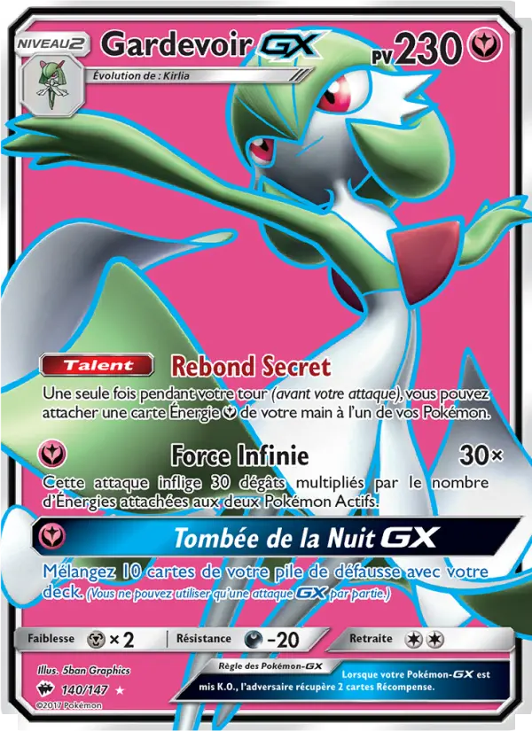 Gardevoir GX — carte 140 de l’extension Ombres Ardentes