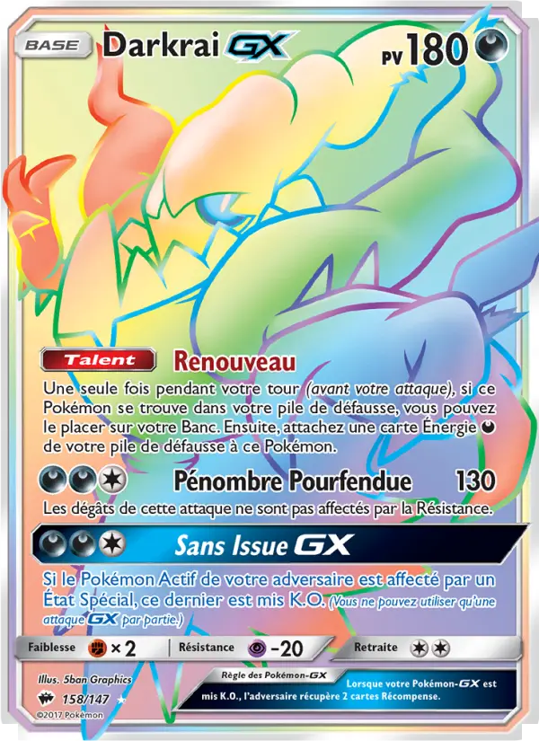 Darkrai GX — carte 158 de l’extension Ombres Ardentes