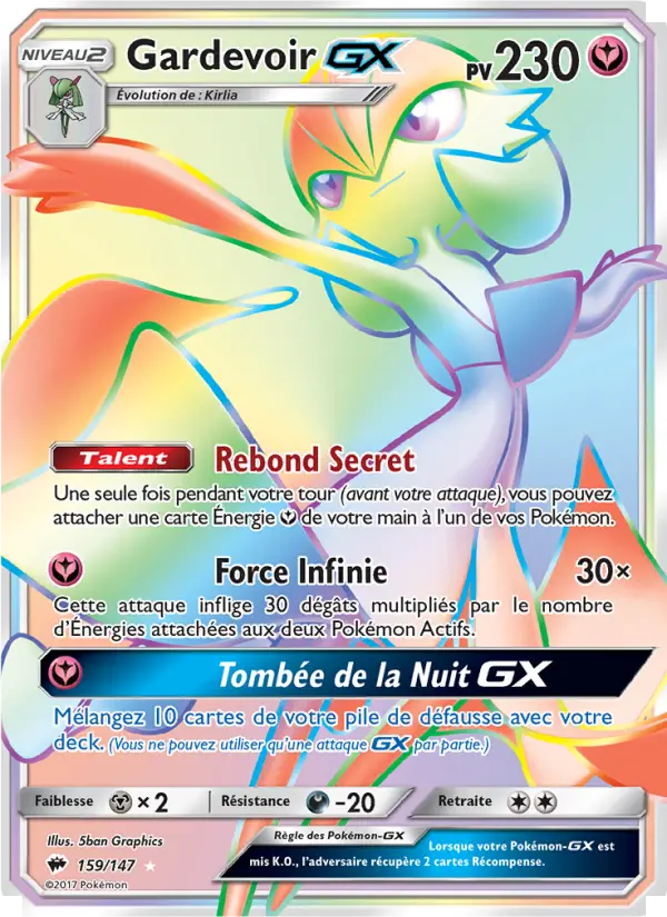 Gardevoir GX — carte 159 de l’extension Ombres Ardentes