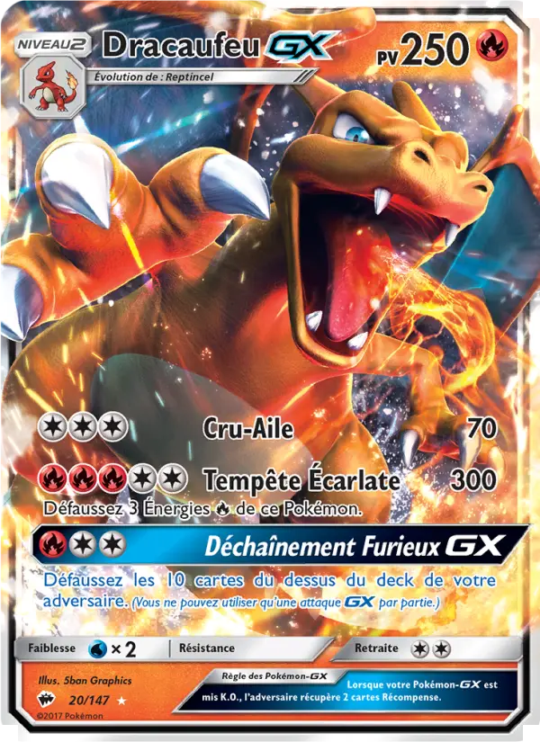 Dracaufeu GX — carte 20 de l’extension Ombres Ardentes