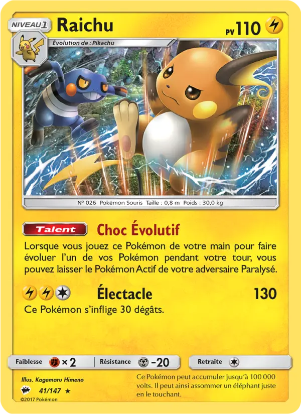 Raichu — carte 41 de l’extension Ombres Ardentes