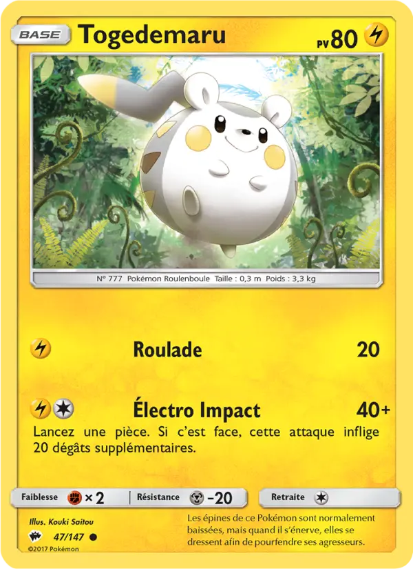 Togedemaru — carte 47 de l’extension Ombres Ardentes