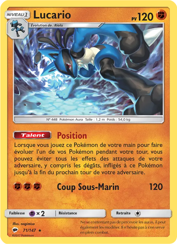 Lucario — carte 71 de l’extension Ombres Ardentes