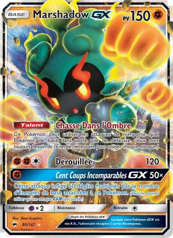 Marshadow GX — carte 80 de l’extension Ombres Ardentes