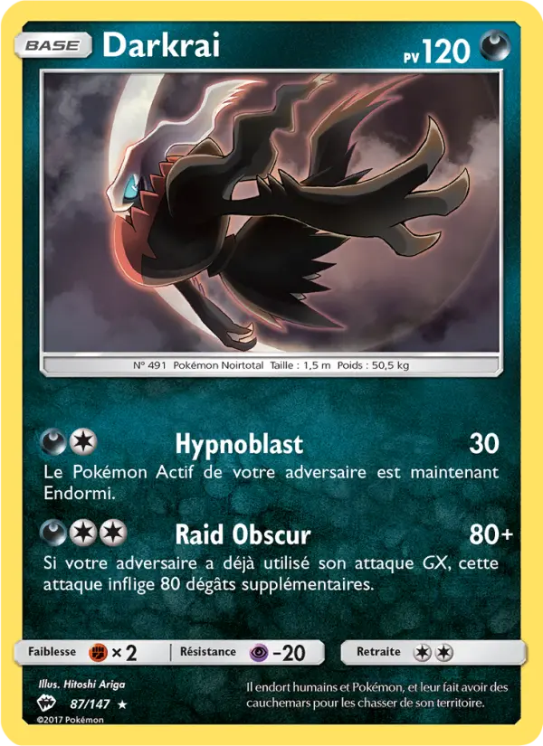 Darkrai — carte 87 de l’extension Ombres Ardentes