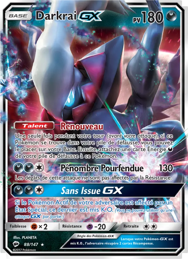 Darkrai GX — carte 88 de l’extension Ombres Ardentes