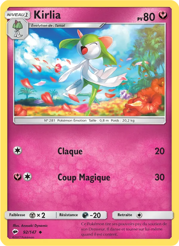 Kirlia — carte 92 de l’extension Ombres Ardentes