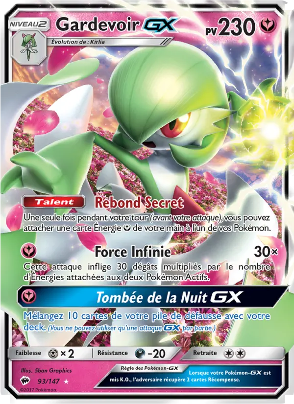 Gardevoir GX — carte 93 de l’extension Ombres Ardentes
