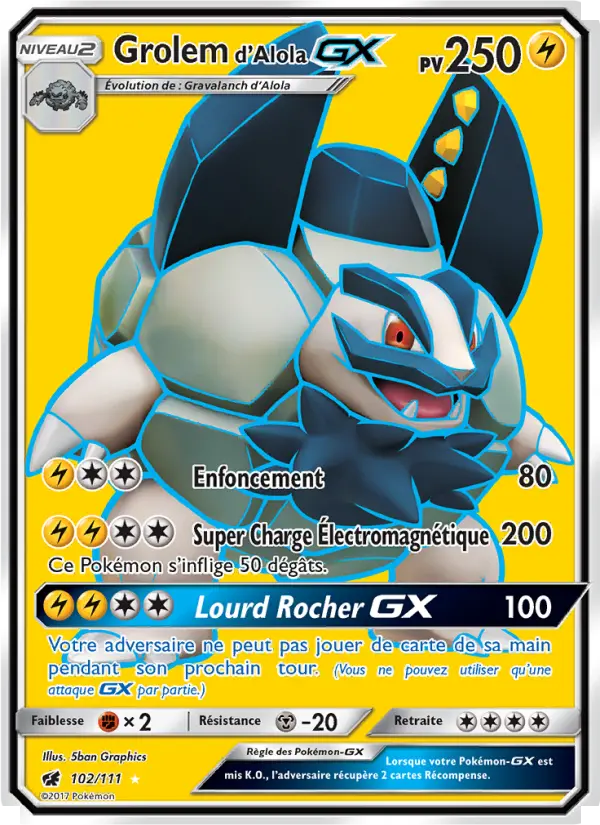 Grolem d’Alola GX — carte 102 de l’extension Invasion Carmin