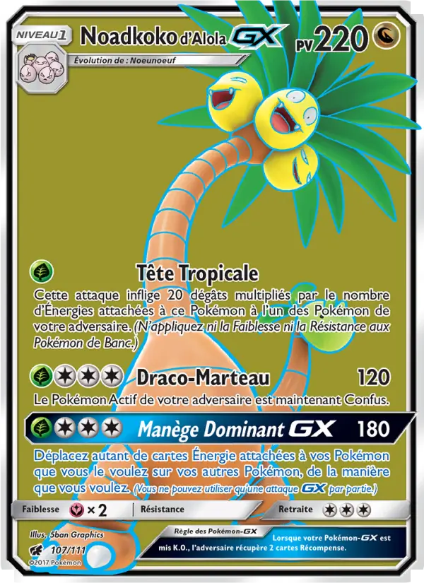 Noadkoko d’Alola GX — carte 107 de l’extension Invasion Carmin