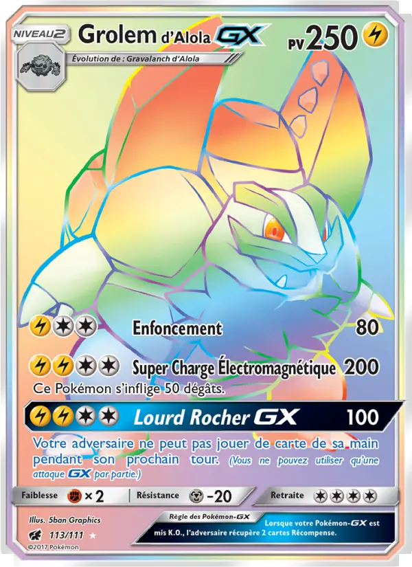 Grolem d’Alola GX — carte 113 de l’extension Invasion Carmin