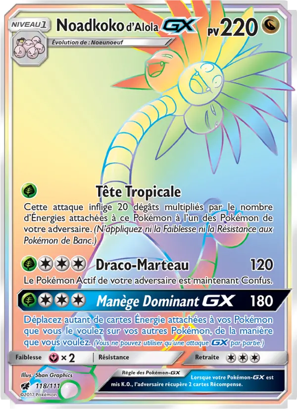 Noadkoko d’Alola GX — carte 118 de l’extension Invasion Carmin