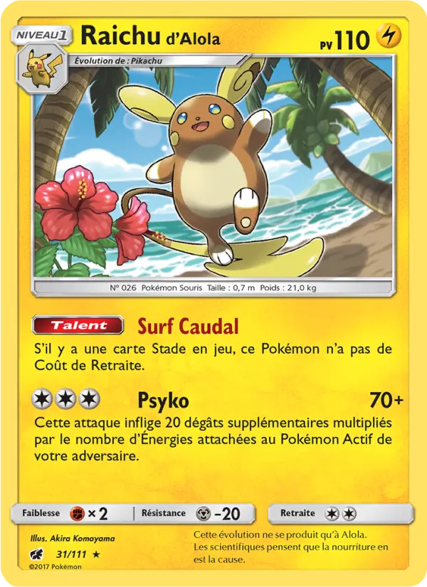 Raichu d’Alola — carte 31 de l’extension Invasion Carmin