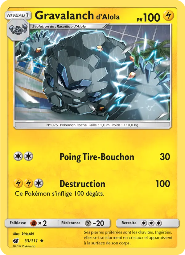 Gravalanch d’Alola — carte 33 de l’extension Invasion Carmin