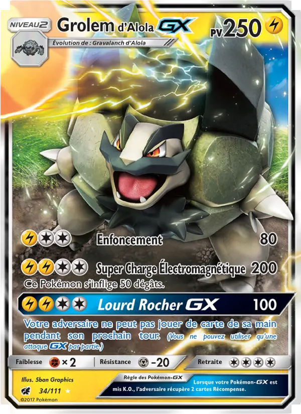 Grolem d’Alola GX — carte 34 de l’extension Invasion Carmin