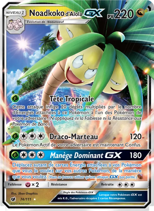 Noadkoko d’Alola GX — carte 74 de l’extension Invasion Carmin