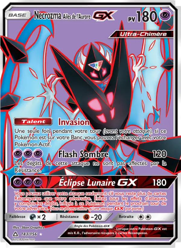 Necrozma Ailes de l’Aurore GX — carte 143 de l’extension Ultra-Prisme