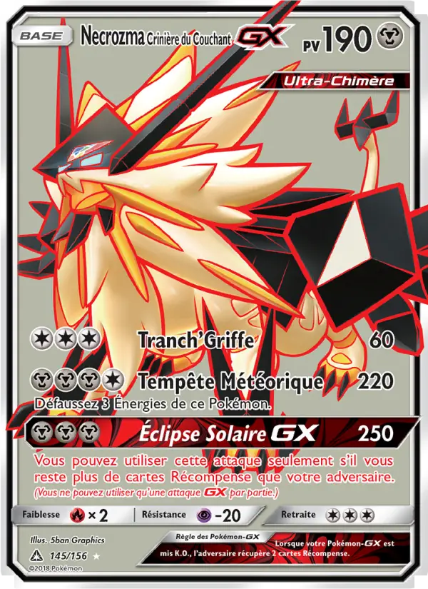 Necrozma Crinière du Couchant GX — carte 145 de l’extension Ultra-Prisme