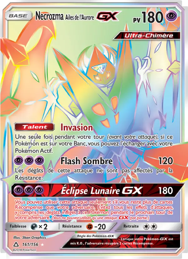 Necrozma Ailes de l’Aurore GX — carte 161 de l’extension Ultra-Prisme