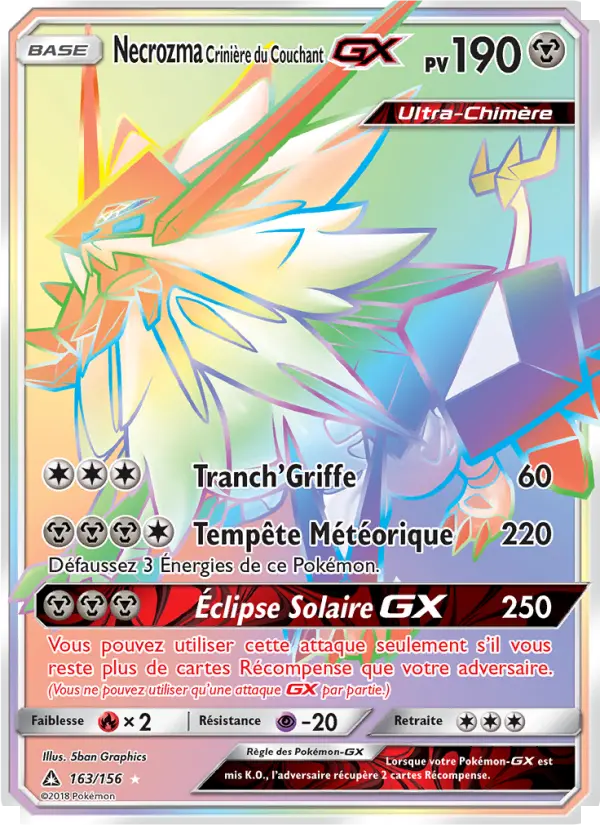Necrozma Crinière du Couchant GX — carte 163 de l’extension Ultra-Prisme