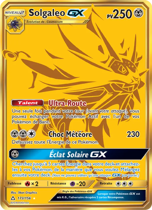 Solgaleo GX — carte 173 de l’extension Ultra-Prisme
