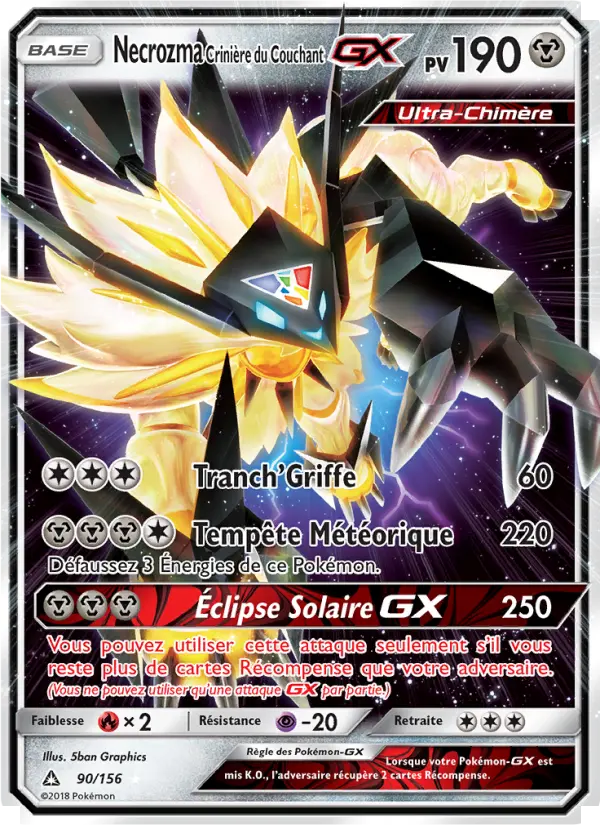 Necrozma Crinière du Couchant GX — carte 90 de l’extension Ultra-Prisme