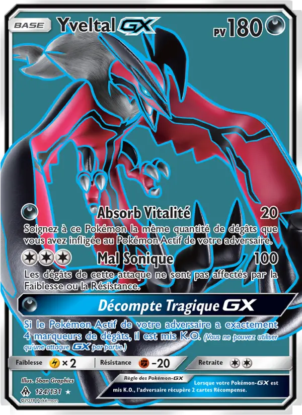 Yveltal GX — carte 124 de l’extension Lumière Interdite