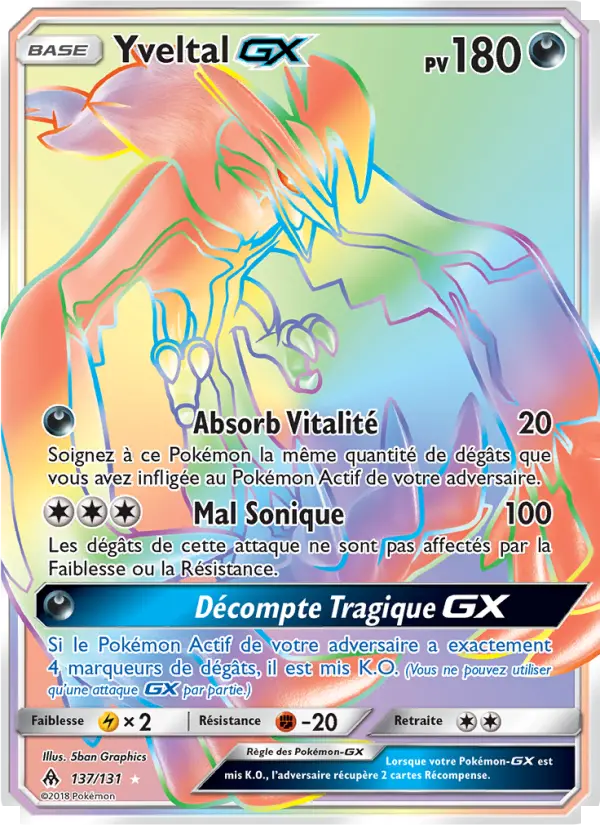 Yveltal GX — carte 137 de l’extension Lumière Interdite