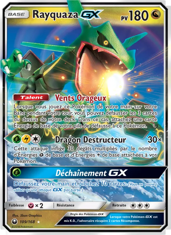 Rayquaza GX — carte 109 de l’extension Tempête Céleste