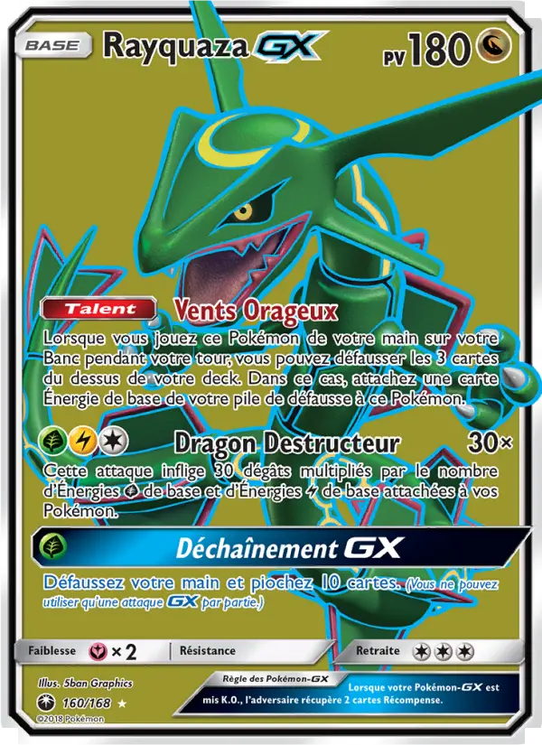 Rayquaza GX — carte 160 de l’extension Tempête Céleste
