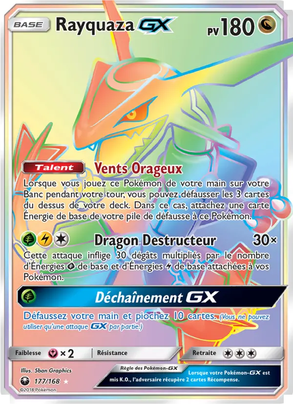 Rayquaza GX — carte 177 de l’extension Tempête Céleste
