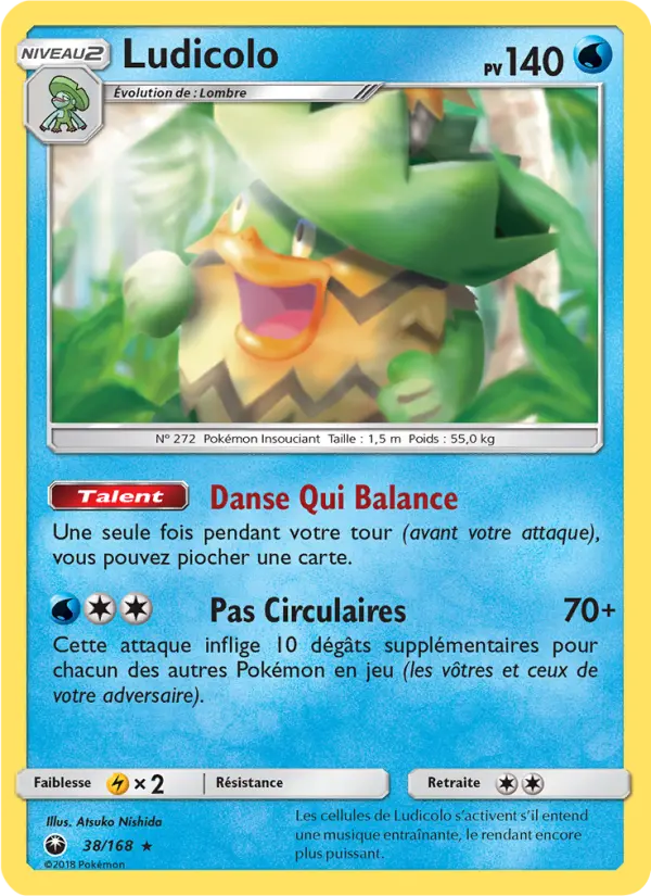 Ludicolo — carte 38 de l’extension Tempête Céleste