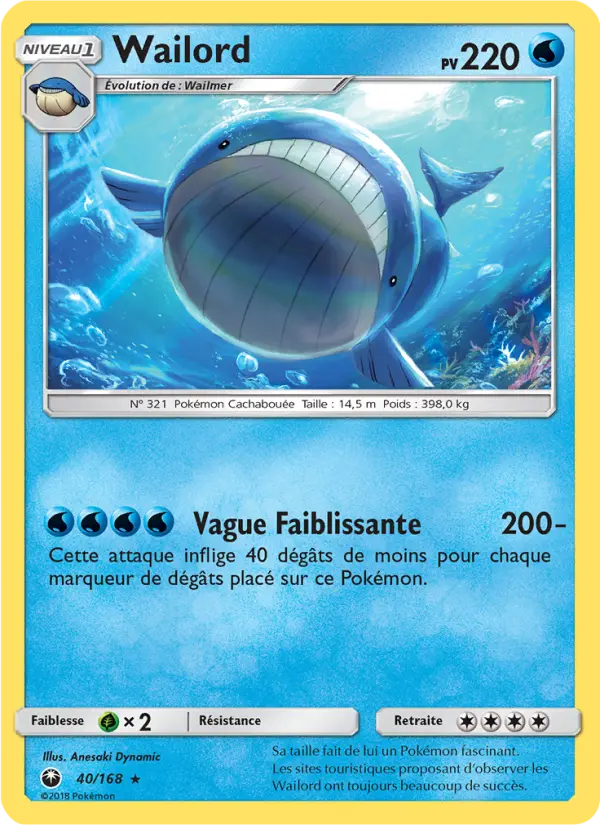 Wailord — carte 40 de l’extension Tempête Céleste