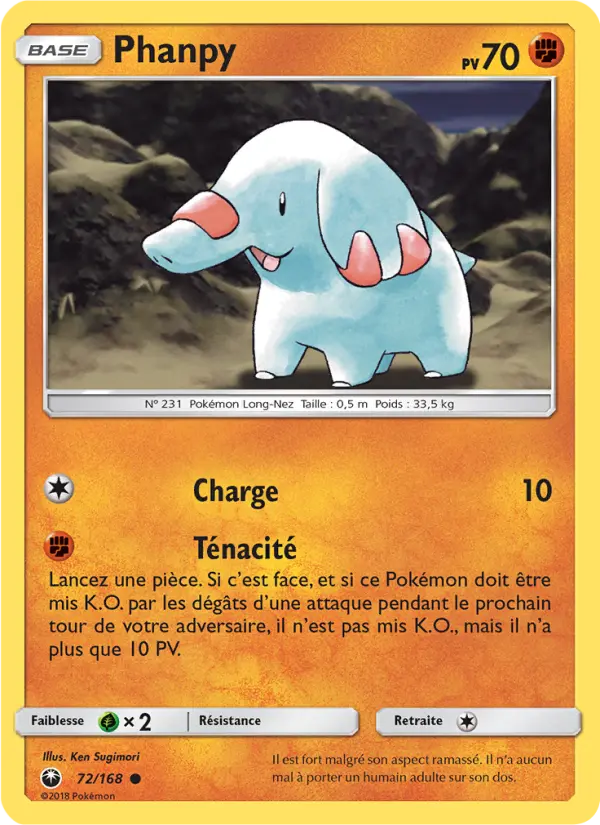 Phanpy — carte 72 de l’extension Tempête Céleste