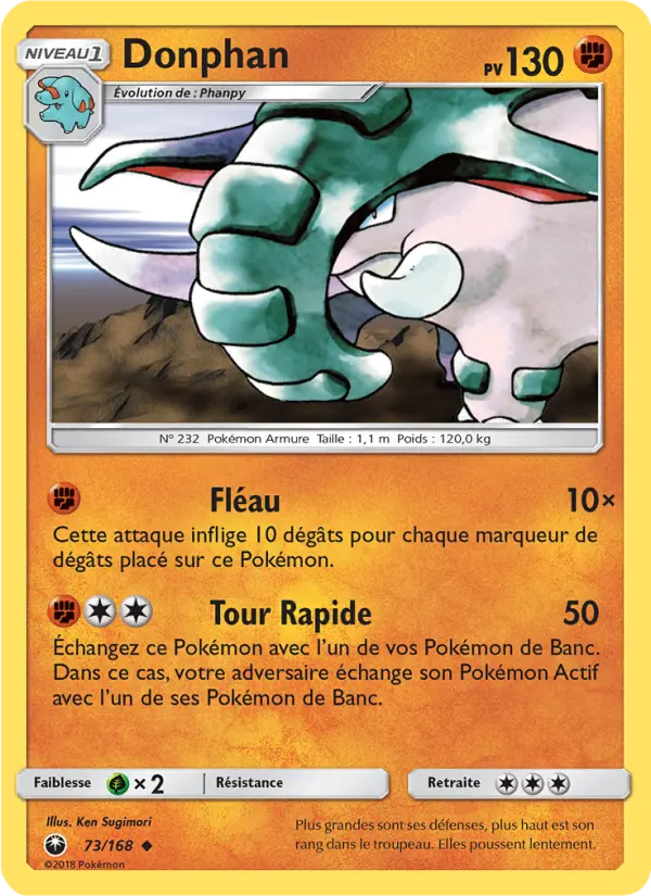 Donphan — carte 73 de l’extension Tempête Céleste