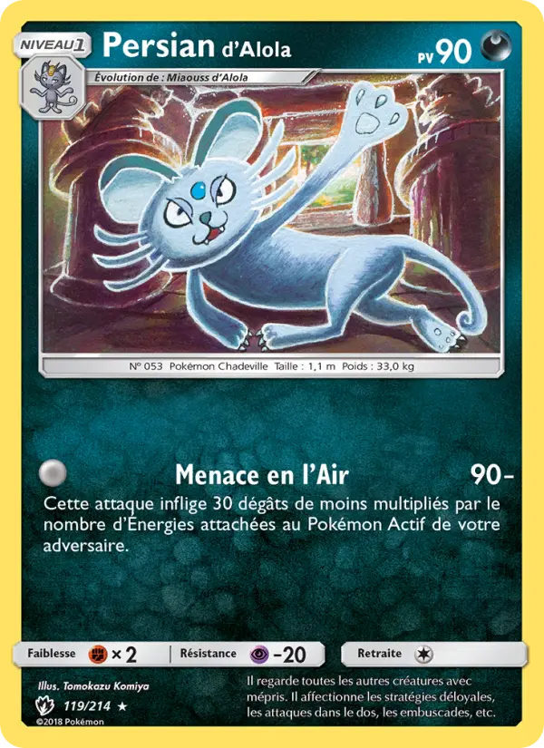Persian d’Alola — carte 119 de l’extension Tonnerre Perdu
