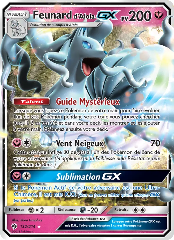Feunard d’Alola GX — carte 132 de l’extension Tonnerre Perdu