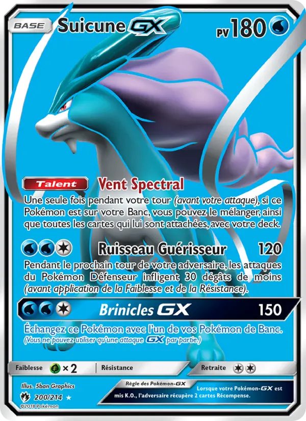 Suicune GX — carte 200 de l’extension Tonnerre Perdu
