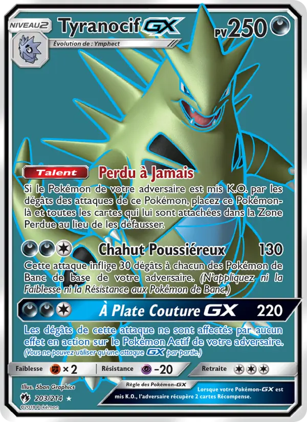 Tyranocif GX — carte 203 de l’extension Tonnerre Perdu